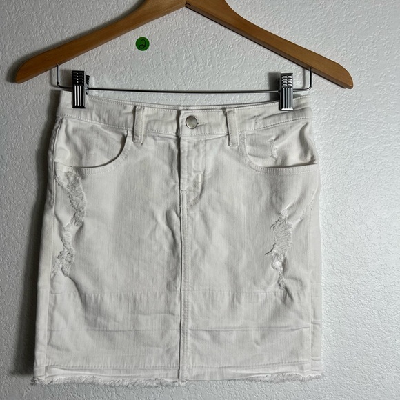J BRAND Lela Mid Rise Destructed Pencil white Denim Skirt distressed look 31 - Picture 1 of 8